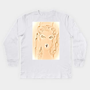 pink pearl,art deco flapper dolly ,Jackie Smith , House of Harlequin Kids Long Sleeve T-Shirt